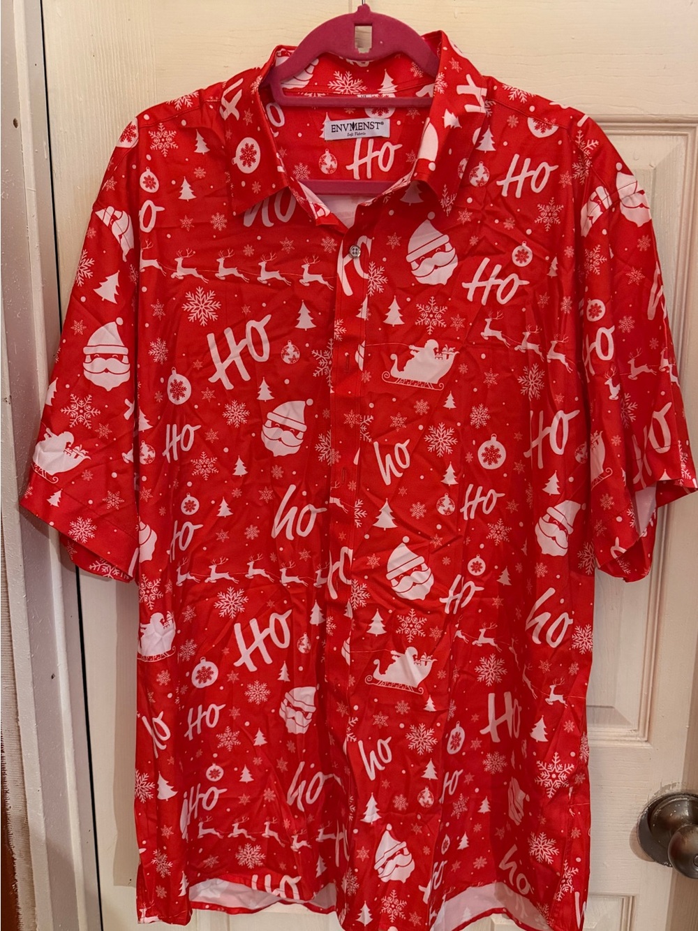 Red 'Ho' Santa Holiday Button-Up Shirt